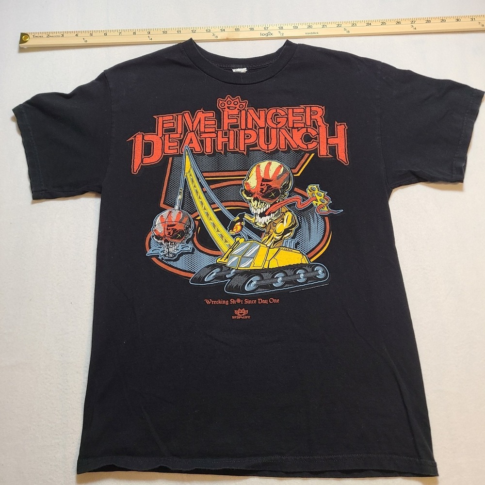 Five Finger Death Punch Wrecking Sh#t Since Day One Black Tshirt Med. Metal Band